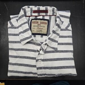 Hudson Barrow NYC Gentlemen Outfitter 100% Cotton Striped Long Sleeve Men's Med
